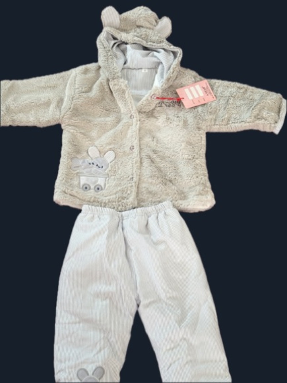 Others Follow Beige Plush Bear Hooded Pajama Set